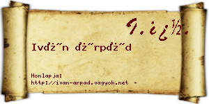 Iván Árpád névjegykártya
